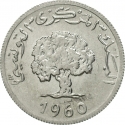 2 Millimes 1960, KM# 281, Tunisia