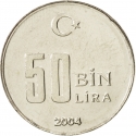 50 000 Lira 2001-2004, KM# 1105, Turkey