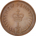 1/2 New Penny 1971-1981, KM# 914, United Kingdom (Great Britain), Elizabeth II