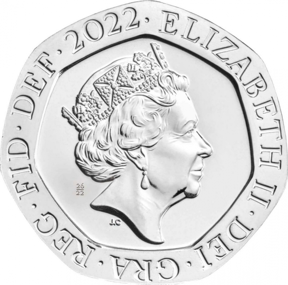 20 Pence 2015-2022, KM# 1336, United Kingdom (Great Britain), Elizabeth II, 2022: Memorial coin set with a special privy mark
