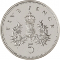 5 Pence 1990, KM# 937a, United Kingdom (Great Britain), Elizabeth II