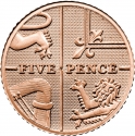 5 Pence 2015-2022, KM# 1334b, United Kingdom (Great Britain), Elizabeth II, Charles III