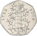 50 Pence 2009, KM# 1114, United Kingdom (Great Britain), Elizabeth II, 250th Anniversary of the Foundation of the Royal Botanic Gardens at Kew