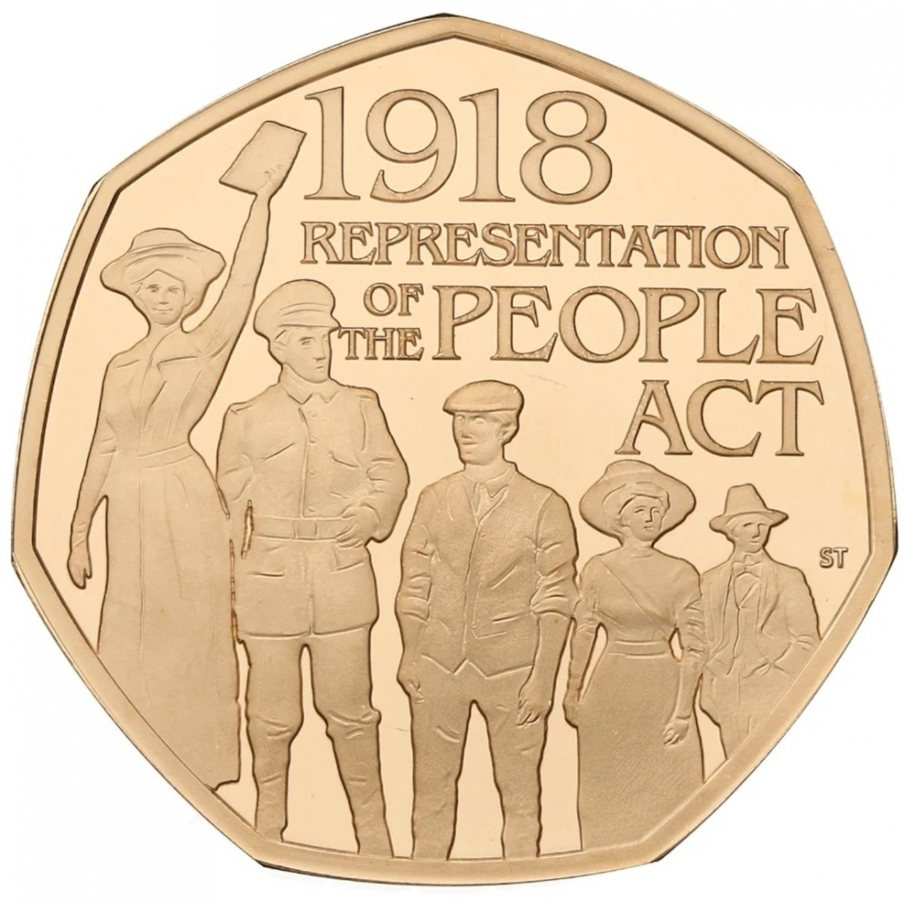 50 Pence 2018, KM# 1556b, United Kingdom (Great Britain), Elizabeth II, 100th Anniversary of the Representation of the People Act
