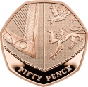50 Pence 2015-2022, KM# 1337b, United Kingdom (Great Britain), Elizabeth II, Charles III