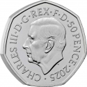 50 Pence 2025, United Kingdom (Great Britain), Charles III, 80th Anniversary of WWII Victory