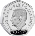 50 Pence 2025, United Kingdom (Great Britain), Charles III, 80th Anniversary of WWII Victory