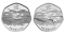 50 Pence 2011, KM# 1166, United Kingdom (Great Britain), Elizabeth II, London 2012 Summer Olympics, Aquatics, Error (on the left) and normal coins
