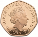 50 Pence 2016, KM# 1370b, United Kingdom (Great Britain), Elizabeth II, Beatrix Potter’s The Tale of Peter Rabbit, 150th Anniversary of Birth of Beatrix Potter