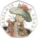 50 Pence 2017, KM# 1431a, United Kingdom (Great Britain), Elizabeth II, Beatrix Potter’s The Tale of Peter Rabbit, Benjamin Bunny