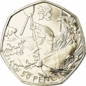 50 Pence 2011, KM# 1182, United Kingdom (Great Britain), Elizabeth II, London 2012 Summer Olympics, Canoeing
