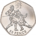 50 Pence 2011, KM# 1191, United Kingdom (Great Britain), Elizabeth II, London 2012 Summer Olympics, Fencing