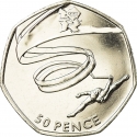 50 Pence 2011, KM# 1170, United Kingdom (Great Britain), Elizabeth II, London 2012 Summer Olympics, Gymnastics