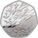 50 Pence 2019, Sp# H67, United Kingdom (Great Britain), Elizabeth II, Celebrating 50 Years of the 50p, Military, 50th Anniversary of D-Day