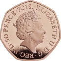 50 Pence 2018, KM# 1552b, United Kingdom (Great Britain), Elizabeth II, Beatrix Potter’s The Tale of Peter Rabbit, Peter Rabbit