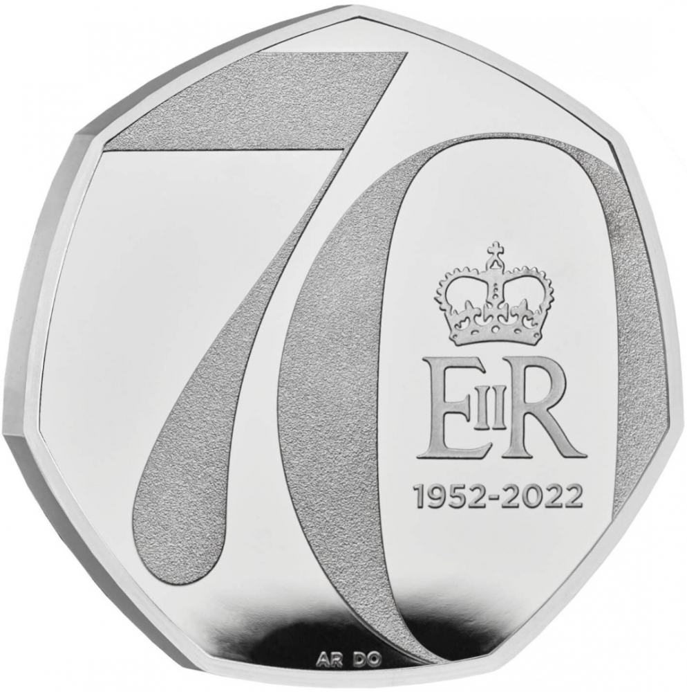 50 Pence 2022, United Kingdom (Great Britain), Elizabeth II, 70th Anniversary of the Accession of Elizabeth II to the Throne, Platinum Jubilee