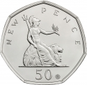 50 Pence 2019, Sp# H62A, United Kingdom (Great Britain), Elizabeth II, Celebrating 50 Years of the 50p, The Shape of a Revolution