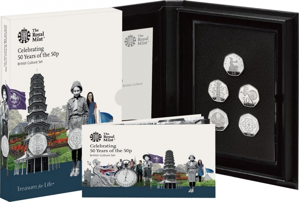 50 Pence 2019, Sp# H62, United Kingdom (Great Britain), Elizabeth II, Celebrating 50 Years of the 50p, British Culture, 50 New Pence, Proof set