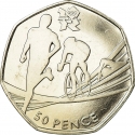 50 Pence 2011, KM# 1173, United Kingdom (Great Britain), Elizabeth II, London 2012 Summer Olympics, Triathlon