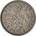 6 Pence 1953, KM# 889, United Kingdom (Great Britain), Elizabeth II