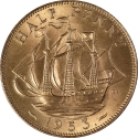 1/2 Penny 1953, KM# 882, United Kingdom (Great Britain), Elizabeth II