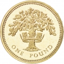 1 Pound 1987-1992, KM# 948, United Kingdom (Great Britain), Elizabeth II, Royal Diadem, English Oak
