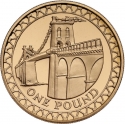 1 Pound 2005-2008, KM# 1051b, United Kingdom (Great Britain), Elizabeth II, Regional Bridges, Menai Suspension Bridge in Wales