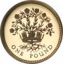 1 Pound 1986-1991, KM# 946, United Kingdom (Great Britain), Elizabeth II, Royal Diadem, Northern Irish Flax