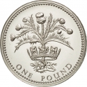 1 Pound 1989, KM# P9, United Kingdom (Great Britain), Elizabeth II, Royal Diadem, Scottish Thistle