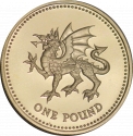 1 Pound 1995, KM# 969, United Kingdom (Great Britain), Elizabeth II, Heraldic Emblems, Welsh Dragon