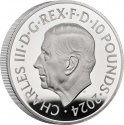 10 Pounds 2024, United Kingdom (Great Britain), Charles III, Six Decades of 007, Bond Films of the 1980s