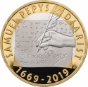 2 Pounds 2019, Sp# K57, United Kingdom (Great Britain), Elizabeth II, 350th Anniversary of the Final Entry of Samuel Pepys Diary