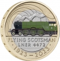 2 Pounds 2023, United Kingdom (Great Britain), Charles III, 100th Anniversary of the Flying Scotsman