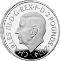 2 Pounds 2024, United Kingdom (Great Britain), Charles III, Six Decades of 007, Bond Films of the 1980s