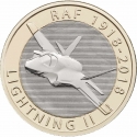 2 Pounds 2018, KM# 1572, United Kingdom (Great Britain), Elizabeth II, 100th Anniversary of the Royal Air Force, Lightning II
