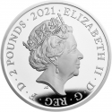 2 Pounds 2021, Sp# AW5, United Kingdom (Great Britain), Elizabeth II, Treasury of Tales, Through the Looking-Glass
