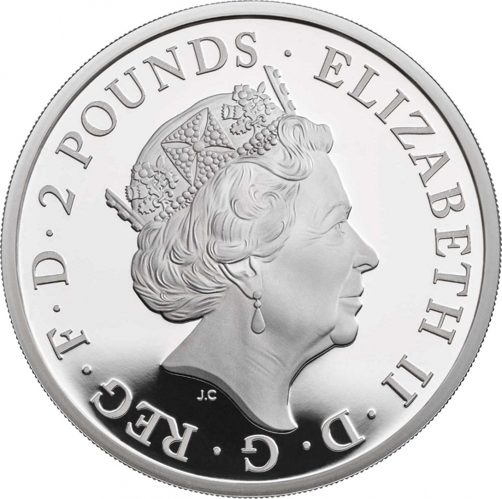 2 Pounds 2019, United Kingdom (Great Britain), Elizabeth II, Chinese Zodiac, Year of the Pig