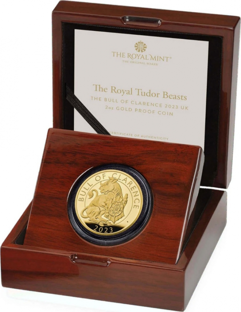 200 Pounds 2023, United Kingdom (Great Britain), Charles III, Royal Tudor Beasts, Bull of Clarence, Box with a certificate of authenticity