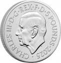 5 Pounds 2025, United Kingdom (Great Britain), Charles III, Coat of Arms of King Charles III