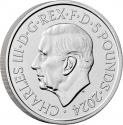 5 Pounds 2024, United Kingdom (Great Britain), Charles III, Six Decades of 007, Bond Films of the 1980s