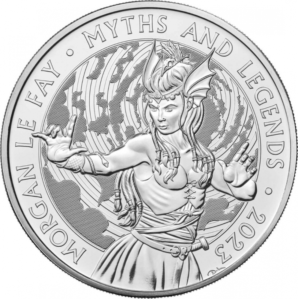 5 Pounds 2023, United Kingdom (Great Britain), Charles III, Myths and Legends, Morgan le Fay