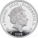 1 Pound 2020, United Kingdom (Great Britain), Elizabeth II, Music Legends, Queen