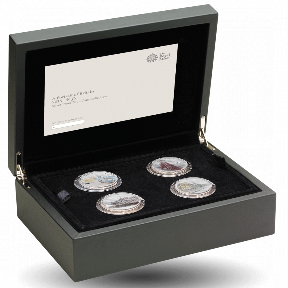 5 Pounds 2018, KM# 1585, United Kingdom (Great Britain), Elizabeth II, Portrait of Britain, Seaside Towns, Brighton, Four colour-printed coins set