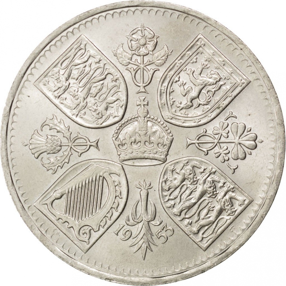 5 Shillings 1953, KM# 894, United Kingdom (Great Britain), Elizabeth II, Coronation of Elizabeth II