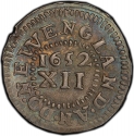 1 Shilling 1652, KM# 17, Massachusetts