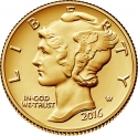 10 Cents 2016, KM# 641, United States of America (USA), Centenary Anniversary of Three Numismatic Icons, Mercury Dime Centennial Gold Coin