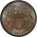 2 Cents 1864-1873, KM# 94, United States of America (USA)