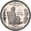 25 Cents 2003, KM# 344a, United States of America (USA), 50 State Quarters Program, Alabama