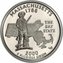 25 Cents 2000, KM# 305a, United States of America (USA), 50 State Quarters Program, Massachusetts
