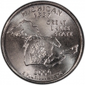 25 Cents 2004, KM# 355, United States of America (USA), 50 State Quarters Program, Michigan